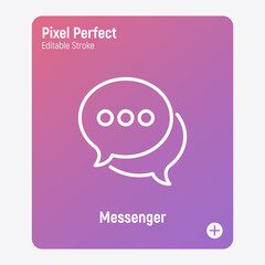 Wall Mural - messenger thin line icon: two speech bubbles. chat. modern vector illustration.