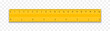 Ruler with inches and cm scale. School measuring ruler 20 centimeters. Plastic yellow ruler with double side measurement. Measuring tool, stationery, school supplies. Vector illustration.