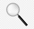 © Anya - Magnifying glass. Realistic magnifier on transparent background. Search magnifier with magnifying glass. Vector illustration.