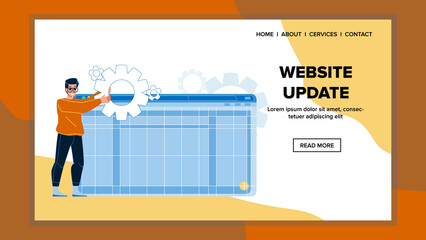 Wall Mural - website update software system. computer maintenance. new web app. site technology character web fla