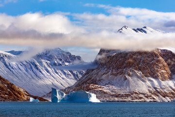 Wall Mural - Mountains on the coast of Scoresbysund - Greenland