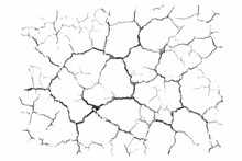 Natural Cracks Background. Vector Overlay Texture Of Cracked Surface. One Color Graphic Resource.