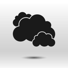 Wall Mural - Clouds black icon. Hand drawn simple vector. Stylized glyph isolated on white background. Best for seamless patterns, polygraphy, logo creating, mobile apps and web design.