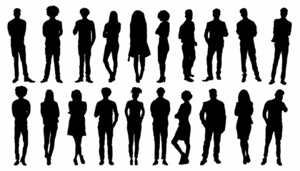silhouette of groups of people working	