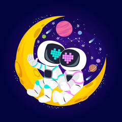 Wall Mural - illustration of astronaut in love