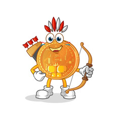 Poster - bitcoin native american tribe. cartoon mascot vector