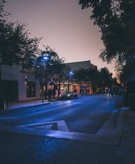 Wall Mural - traffic in the city lights color blue miami district luxury area 