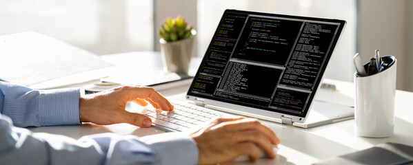 Web Development Code And Coding On Laptop
