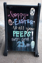 Sign Outside A Shop Wishing All Us Peeps A Happy Easter. St Paul Minnesota MN USA