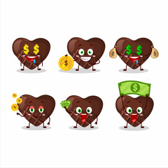 Sticker - Chocolate love cartoon character with cute emoticon bring money