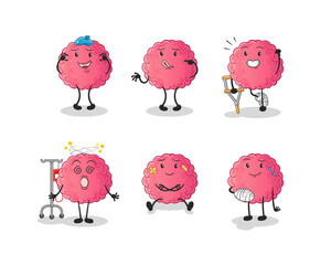 Wall Mural - brain sick group character. cartoon mascot vector