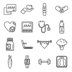 Wall Mural - Healthy heart icons set outline vector. Health care