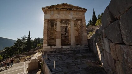 Wall Mural - Delphi - temple of dionisos at sunset