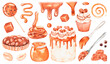 Caramel sweets. Watercolor illustration. Isolated on a white background. For design.