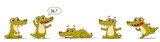 Fototapeta Pokój dzieciecy - Cool set of crocodiles. Standing, sitting, lying, running, waving. Set for design in cartoon style. Vector illustration for designs, prints and patterns. Vector illustration