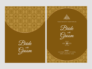 Wall Mural - Arabic Wedding Invitation Cards In Front And Back Side.