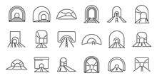 Tunnel Icons Set Outline Vector. Rail Track
