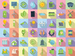 Natural resources icons set flat vector. Nature energy