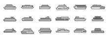 Ferry Icons Set Outline Vector. Boat Delivery