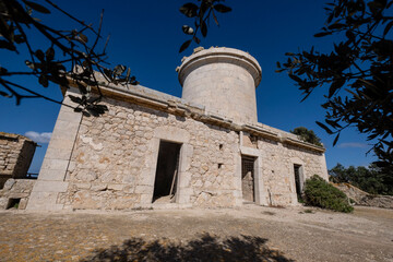 Far Vell lighthouse, (Na Popia), Sa Dragonera natural park, Mallorca, Balearic Islands, Spain