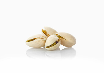 close-up pistachio nut on white background,isolated