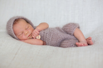 Wall Mural - Newborn baby boy, sleeping happily