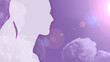 Frauenprofil, Silhouette vor Lila Hintergrund mit Pfingstrose