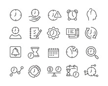 Time Management Icons - Vector Line Icons. Editable Stroke. Vector Graphic