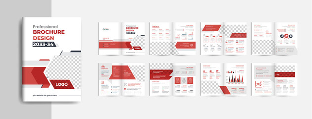 Poster - 16 pages colorful modern company profile brochure template layout design, creative and clean annul report business brochure template design fully editable text and vector