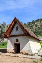 Wall Mural - Panagia tou Moutoulla (Our Lady of Moutoulla) built in 1279-80 the oldest Troodos Mountains painted church in Cyprus which is a popular tourist holiday travel destination landmark, stock photo