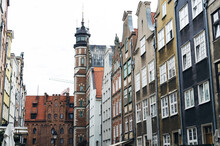 POLAND, GDANSK: Scenic Cityscape View Of City Old Center With Traditional Architecture And Cathedral