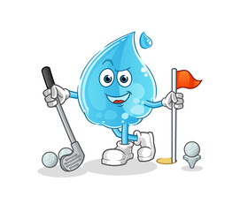 Poster - water drop playing golf vector. cartoon character