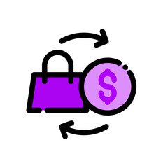 Poster - shopping bag money cash trade exchange transaction ecommerce icon