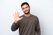 © luismolinero - Young Brazilian man isolated on white background counting five with fingers