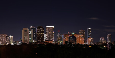 Wall Mural - Night view of Fort Lauderdale downtown skyline.