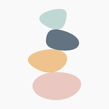 Balance Made Of Colored Stones. Balance Concept. Zen Stones Flat Design Style. Vector Illustration.