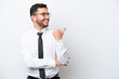 © luismolinero - Business Brazilian man isolated on white background pointing to the side to present a product