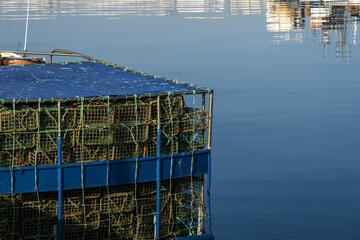 lobster trap on a fishing boat in Portimao, algarve, portugal