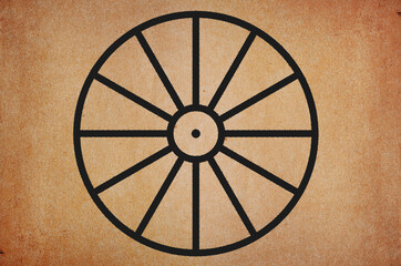 Wall Mural - Ancient magic rune of Scandinavian and Germanic mythology symbol sun wheel on grunge background