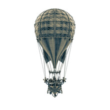 Vintage Air Balloon In White Background Rear View