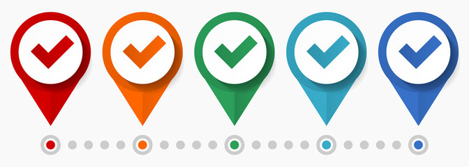 Aufkleber - Tick, check, mark, concept vector icon set, flat design pointers, infographic template
