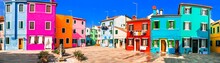 Most Colorful Places (towns) - Burano Island, Village With Vivid Houses Near Venice, Italy Travel And Landmarks