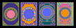 Psychedelic Art Nouveau Backgrounds, Mosaic Ornaments, Retro Decor, 1960s Psychedelic Colors