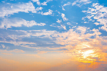 Wall Mural - sunset sky or evening time blue sky and white clouds.