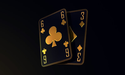 Wall Mural - casino chips poker blackjack baccarat Black And Red Ace Symbols With Golden Metal 3d render 3d rendering illustration 