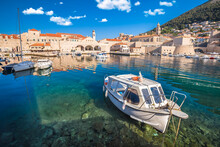 Dubrovnik. Historic City Harbor And Stone Walls In Dubrovnik View
