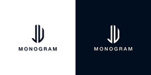 Leaf Style Initial Letter JU Monogram Logo.