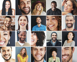 Wall Mural - Fill the world with smiles. Composite image of a diverse group of smiling people.