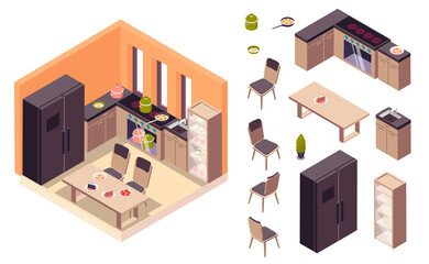 Sticker - Kitchen Interior Isometric Set