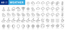 Weather Forecast - Outline Web Icon Set, Vector, Thin Line Icons Collection